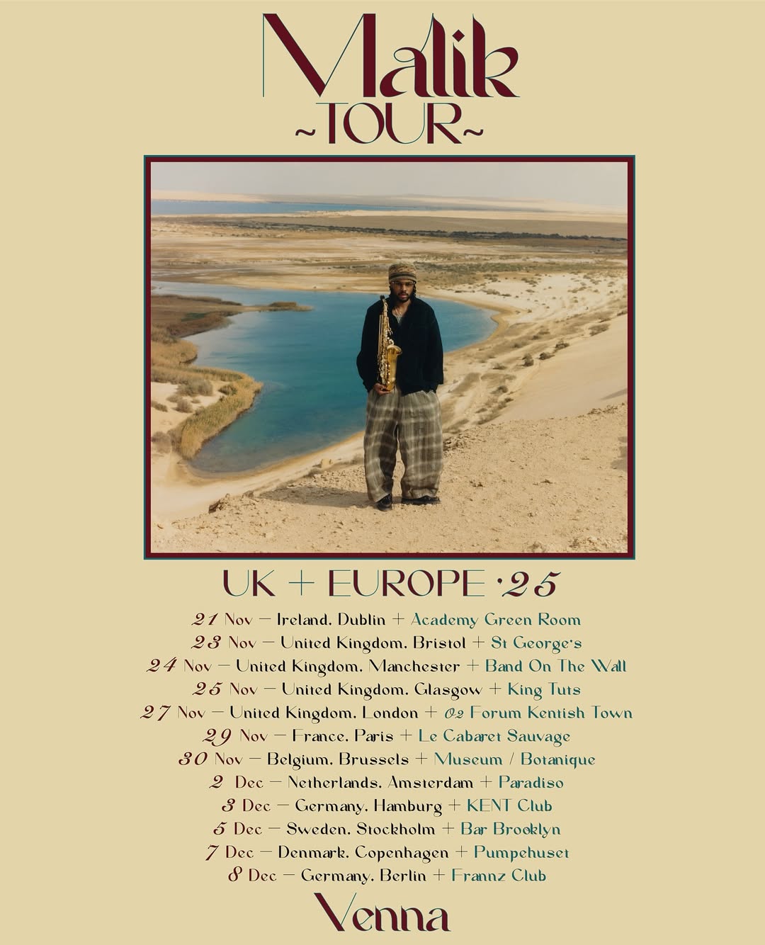 Venna Malik Tour Tour Poster 2025